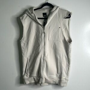 Vuori sleeveless zip up hoodie size large beige gray